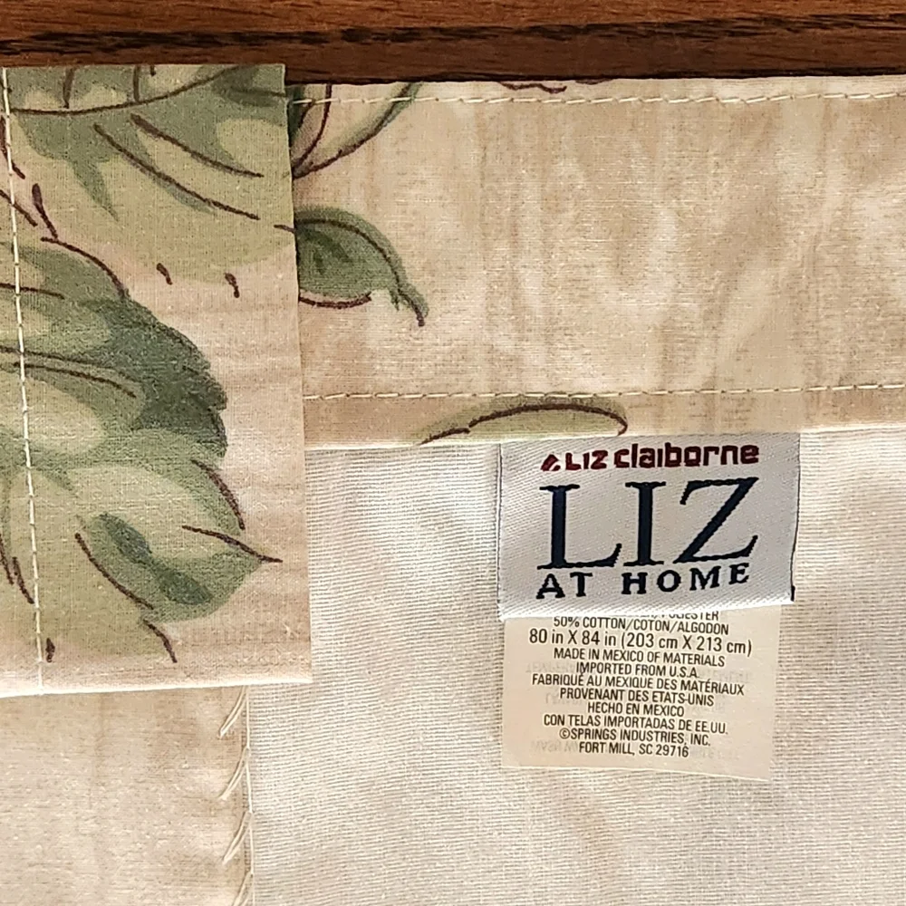 Vintage Liz Claiborne Home Curtain Panels Tab Top Lined 